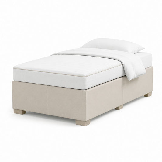 Letto singolo imbottito beige in poliestere con struttura 90 x 200 cm