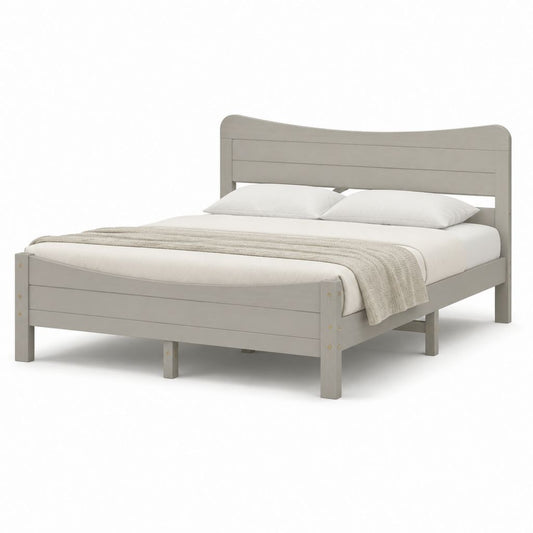Letto matrimoniale con struttura in legno massello grigio 160 x 200 cm