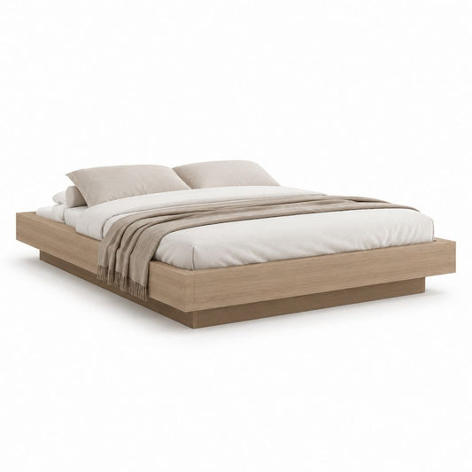 Struttura letto matrimoniale bassa rovere chiaro in pannelli truciolari 170 x 210 x 30 cm per materasso 160 x 200 cm