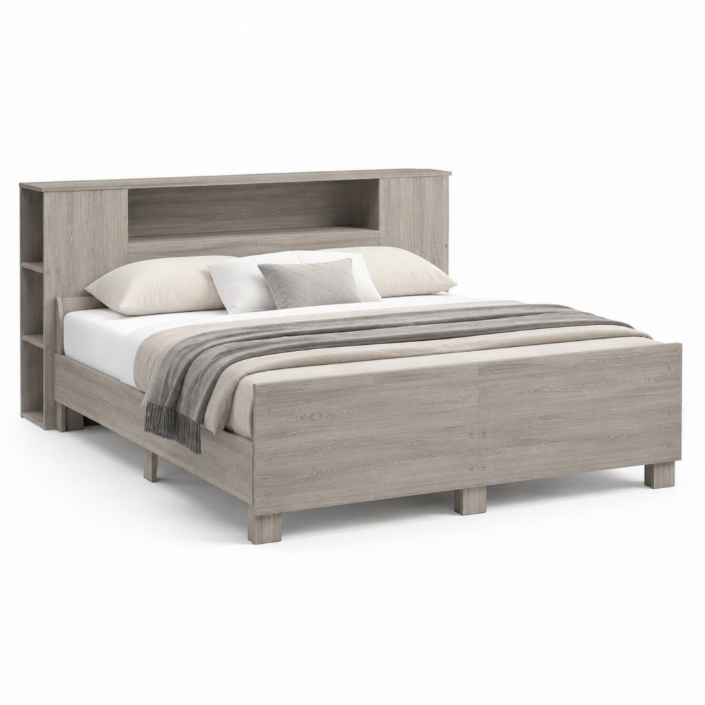 Letto matrimoniale rettangolare grigio rovere in pannello truciolare nobilitato 160 x 200 cm