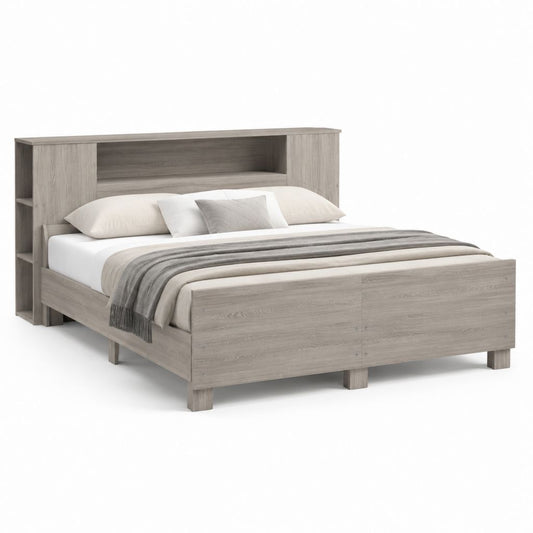 Letto matrimoniale rettangolare grigio rovere in pannello truciolare nobilitato 160 x 200 cm